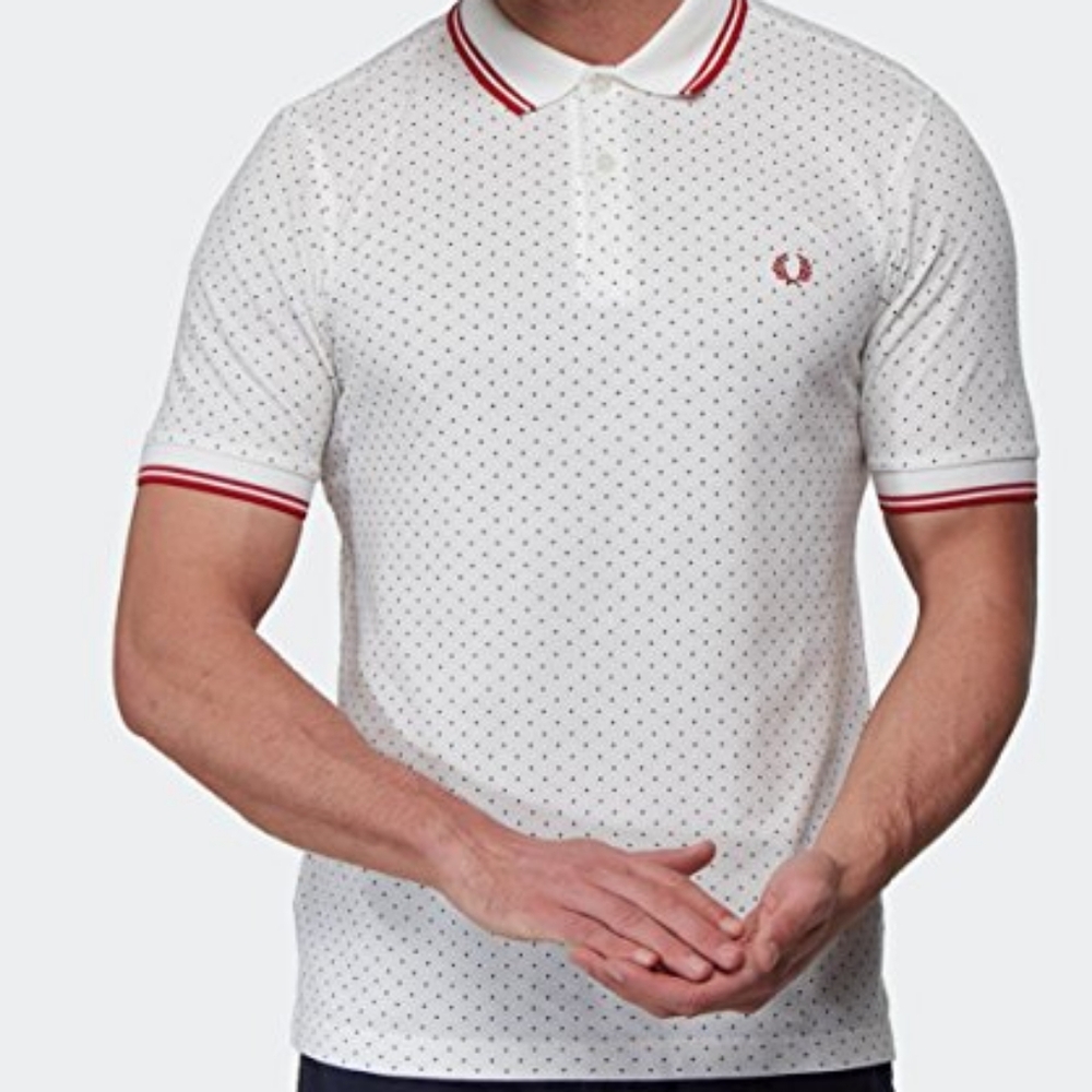 Men's Fred Perry Polka Dot Pique Polo Shirt Size M